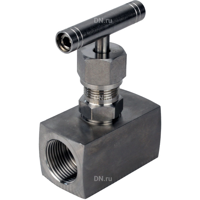 Клапан игольчатый VN3232M-T-Ht 1 1/4″ Ду32 Ру400 резьбовой, корпус - нержавеющая сталь 316, уплотнение - металл, с Т-образной рукояткой