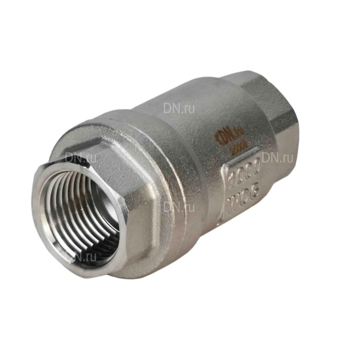 Клапан обратный VCS3232P-T 3/4″ Ду20 Ру63 резьбовой, пружинный, корпус - нержавеющая сталь 316, диск - нержавеющая сталь 316, уплотнение - металл