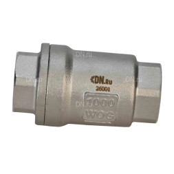 Клапан обратный VCS3232P-T 3/4″ Ду20 Ру63 резьбовой, пружинный, корпус - нержавеющая сталь 316, диск - нержавеющая сталь 316, уплотнение - металл