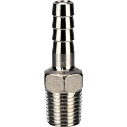 Штуцер елочка BF31-T-3/4-25 3/4″х25мм Ду20 Ру16 шланговый, корпус - нержавеющая сталь AISI 304 (CF8), присоединение - наружная резьба/штуцер