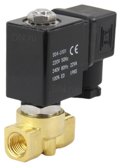 Клапан электромагнитный VS700-PT-NC-24VAC 1 1/4″ Ду32 Ру5 прямого действия двухходовой, корпус - латунь, присоединение - внутренняя резьба, уплотнение - PTFE, нормально-закрытый, катушка - 24 В AC