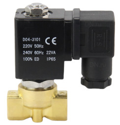 Клапан электромагнитный VS700-PT-NC-24VAC 1 1/4″ Ду32 Ру5 прямого действия двухходовой, корпус - латунь, присоединение - внутренняя резьба, уплотнение - PTFE, нормально-закрытый, катушка - 24 В AC