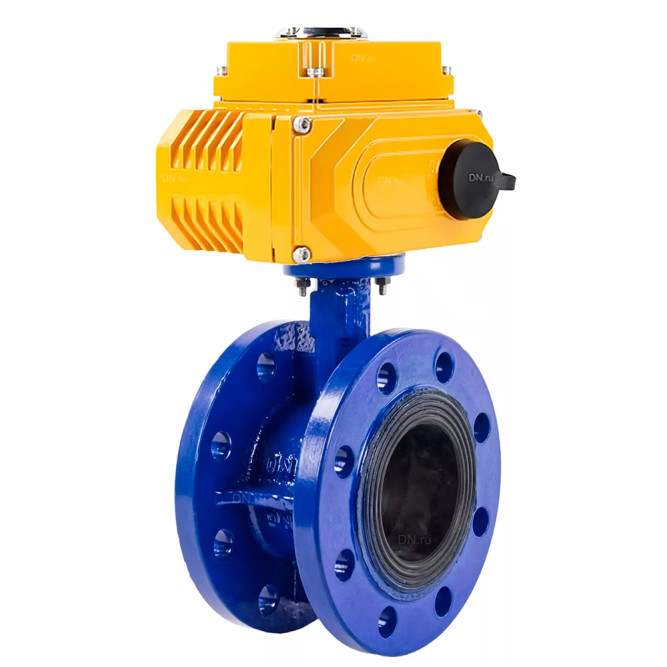 Затвор дисковый поворотный WBV1313E-2W-F-R Ду250 Ру16 фланцевый, корпус - чугун GGG40, диск - чугун GGG40, уплотнение - EPDM, с четвертьоборотным электроприводом QT-N-100EM-O1-380VAC-У1 380В