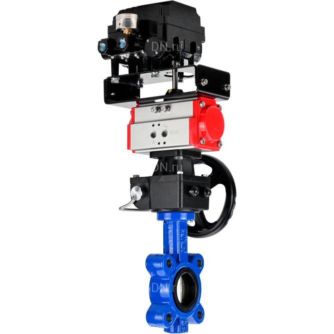 Затвор дисковый поворотный WBV1616E-2W-Fb-H Ду150 Ру16 LUG корпус - чугун QT450, диск - чугун QT450, уплотнение - EPDM, с пневмоприводом PA-DA-105, редуктором MON3-700-T38-ISO и позиционером YT-1000RSN без обратной связи