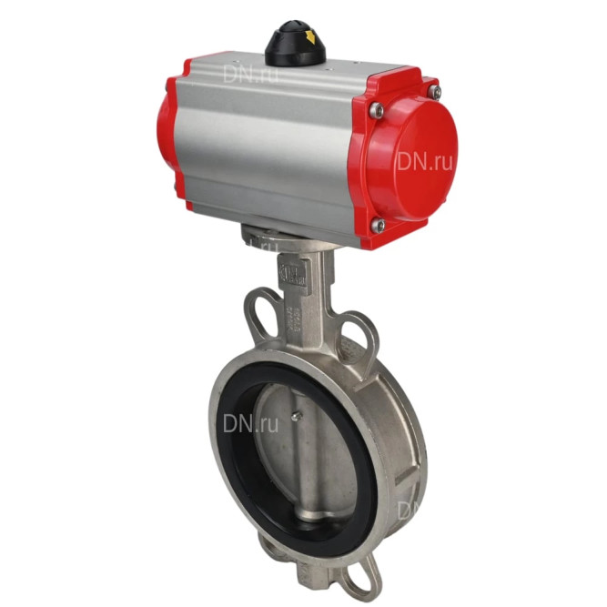 Затвор дисковый поворотный WBV3232N-2W-Fb-H Ду125 Ру16, корпус - нержавеющая сталь 316L, диск - нержавеющая сталь 316L, уплотнение - NBR, с пневмоприводом PA-SA-130 и пневмораспределителем 4M310-08 AC220V