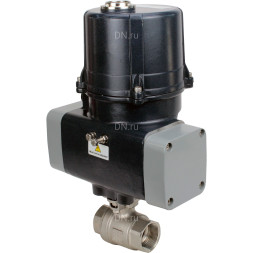 Кран шаровой BV3232P(2pc)-FP-T-ISO-H Ду100 Ру40 полнопроходной, резьбовой, внутренняя резьба, корпус - нержавеющая сталь 316, уплотнение - PTFE, с электроприводом четвертьоборотным QTSA-N-014EM-O0-220VAC с пружинным возвратом