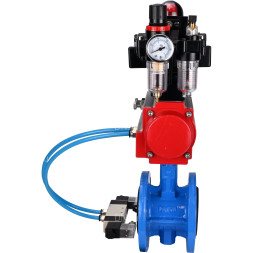 Затвор дисковый поворотный WBV1313E-2W-F-H Ду150 Ру16 фланцевый, корпус - чугун GGG40, диск - чугун GGG40, EPDM, с пневмоприводом PA-DA-130, пневмораспределителем 4V320-08 AC220V, БКВ APL-410N EX и БПВ AFC2000
