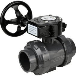 Кран шаровой BV4242E-FP-GRM-ISO Дн80 Ру10 полнопроходной, корпус - НПВХ, шар - НПВХ, уплотнение - EPDM, с редуктором RDN RQN3-150Z-T24