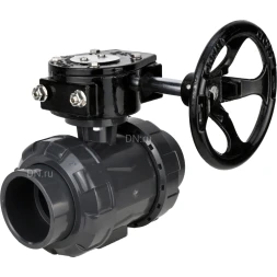 Кран шаровой BV4242E-FP-GRM-ISO Дн80 Ру10 полнопроходной, корпус - НПВХ, шар - НПВХ, уплотнение - EPDM, с редуктором RDN RQN3-150Z-T24