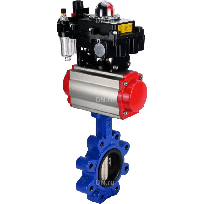 Затвор дисковый поворотный WBV1616E-2W-Fb-H Ду80 Ру16 LUG корпус - чугун QT450, диск - чугун QT450, уплотнение - EPDM, с пневмоприводом PA-SA-105, пневмораспределителем 4M310-08 DC24V, БКВ APL-410N EX и БПВ AFC2000
