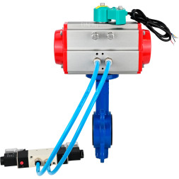 Затвор дисковый поворотный WBV1413E-2W-Fb-H Ду50 Ру16 корпус - чугун GGG50, диск - чугун GGG40, уплотнение - EPDM, с пневмоприводом PA-DA-065, пневмораспределителем 4V320-08 AC220V и магнитным переключателем ALS200D