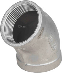 Отвод (полуотвод) ВР-ВР-316 3/8″ Ду10 Ру16 угол 45°, корпус - нержавеющая сталь 316, присоединение - внутренняя / внутренняя резьба