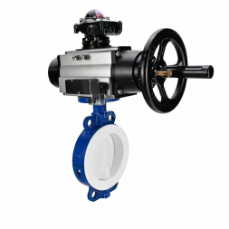 Затвор дисковый поворотный WBV3434Pf-2W-Fb-R Ду200 Ру16, корпус - углеродистая сталь WCB, диск - углеродистая сталь WCB, футерованный PTFE, уплотнение - PTFE, с пневмоприводом PA-DA-105-1, пневмораспределителем 4M310-08 DC24V и БКВ APL-210N