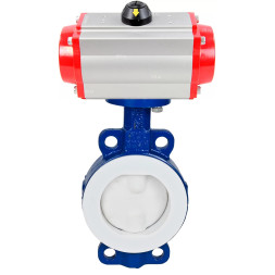 Затвор дисковый поворотный WBV3434Pf-2W-Fb-R Ду250 Ру16 корпус - углеродистая сталь WCB, диск - углеродистая сталь WCB, футерованный PTFE, уплотнение - PTFE, с пневмоприводом PA-SA-160 с возвратными пружинами