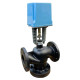 Клапан регулирующий трехходовой смесительный/разделительный высокотемпературный 27с945нж VRg3M/S-H-34M-PED-F Ду32 Ру25 Kvs16, фланцевый, корпус - сталь 25Л, уплотнение - металл, Tmax до 300°C, э/привод DAV-430-1500/80-25-220В-IP54