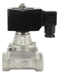 Клапан электромагнитный VS731-PT-NC-24VAC 3/4″ Ду20 Ру6 прямого действия двухходовой, корпус - сталь нержавеющая 304, присоединение - внутренняя резьба, уплотнение - PTFE, нормально-закрытый, катушка - 24 В AC