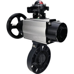 Затвор дисковый поворотный WBV4242E-2W-Fb-ISO Дн200 Ру10 межфланцевый, корпус - НПВХ, диск - НПВХ, уплотнение - EPDM, с пневмоприводом PA-DA-105-1, пневмораспределителем 4M310-08 AC220V и БКВ APL-210N