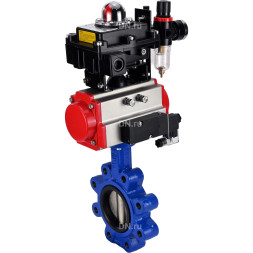 Затвор дисковый поворотный WBV1616E-2W-Fb-H Ду150 Ру16 LUG корпус - чугун QT450, диск - чугун QT450, уплотнение - EPDM, с пневмоприводом PA-SA-160, пневмораспределителем 4M310-08 DC24V, БКВ APL-410N EX и БПВ AFC2000
