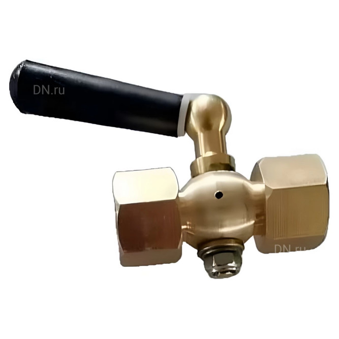 Кран запорный для манометра BVPG0000P-3WT-T-H ВР/ВР G1/4″-G1/4″ Ду15 Ру25 трехходовой, резьбовой, корпус - латунь HPb57-3, шар - латунь HPb57-3, уплотнение - PTFE, с рукояткой