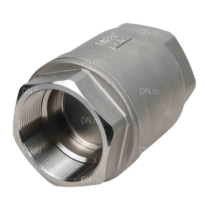 Клапан обратный VCS3232P-T 2″ 1/2 Ду65 Ру40 резьбовой, пружинный, корпус - нержавеющая сталь 316, диск - нержавеющая сталь 316, уплотнение - металл