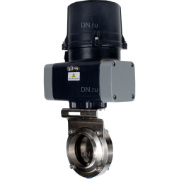 Затвор дисковый поворотный WBV3131S-2W-C-H Ду15 Ру10 кламповый, корпус - пищевая нерж. сталь AISI 304, диск - нерж. сталь AISI 304, уплотнение - Silicon, с электроприводом четвертьоборотным QTSA-N-003EM-O0-220VAC с пружинным возвратом