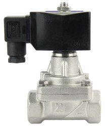Клапан электромагнитный VS731-PT-NC-24VAC 1 1/2″ Ду40 Ру5 прямого действия двухходовой, корпус - сталь нержавеющая 304, присоединение - внутренняя резьба, уплотнение - PTFE, нормально-закрытый, катушка - 24 В AC