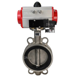Затвор дисковый поворотный WBV3232N-2W-Fb-H Ду150 Ру16, корпус - нержавеющая сталь 316L, диск - нержавеющая сталь 316L, уплотнение - NBR, с пневмоприводом PA-SA-130 и пневмораспределителем 4M310-08 DC24V