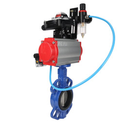 Затвор дисковый поворотный WBV1413E-2W-Fb-H Ду125 Ру16, корпус - чугун GGG50, диск - чугун GGG40, уплотнение - EPDM, с пневмоприводом PA-SA-130 с возвратными пружинами, пневмораспределителем 4M310-08 DC24V, БКВ APL-210N, БПВ AFC2000
