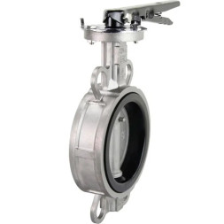 Затвор дисковый поворотный WBV3131E-2W-Fb-H Ду100 Ру16 межфланцевый, корпус - нержавеющая сталь 304, диск - нержавеющая сталь 304, уплотнение - EPDM, с рукояткой, с ISO-фланцем F07, квадрат 11х11