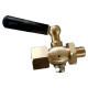 Кран запорный для манометра BVPG0000P-3WT-T-H ВР/НР М12х1.5-М12х1.5 Ду15 Ру25 трехходовой, резьбовой, корпус - латунь HPb57-3, шар - латунь HPb57-3, уплотнение - PTFE, с рукояткой