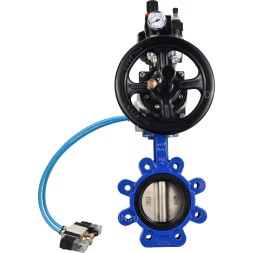 Затвор дисковый поворотный WBV1616E-2W-Fb-H Ду125 Ру16 LUG корпус - чугун QT450, диск - чугун QT450, уплотнение - EPDM, с пневмоприводом PA-DA-105-1, пневмораспределителем 4V320-08 AC220V, БКВ APL-510N EX и БПВ AFC2000