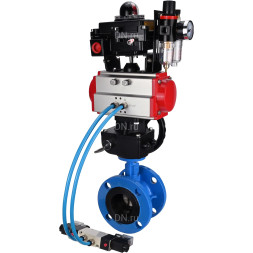 Затвор дисковый поворотный WBV1313E-2W-F-H Ду150 Ру16 фланцевый, корпус - чугун GGG40, диск - чугун GGG40, EPDM, с пневмоприводом PA-DA-130, пневмораспределителем 4V320-08 AC220V, БКВ APL-410N EX, дублером MON1-250-T26-ISO и БПВ AFC2000