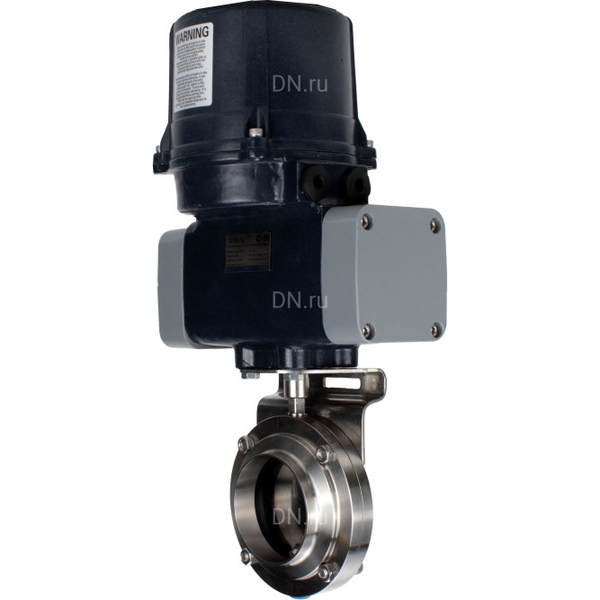 Затвор дисковый поворотный WBV3131S-2W-C-H Ду32 Ру10 кламповый, корпус - пищевая нерж. сталь AISI 304, диск - нерж. сталь AISI 304, уплотнение - Silicon, с электроприводом четвертьоборотным QTSA-N-003EM-O0-220VAC с пружинным возвратом