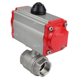 Кран шаровой BV3232P(2pc)-FP-T-ISO-H Ду15 Ру63 полнопроходной двухходовой, нержавеющая сталь 316, внутренняя резьба, уплотнение - PTFE, с пневмоприводом двойного действия PA-DA-052