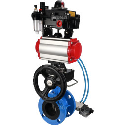 Затвор дисковый поворотный WBV1313E-2W-F-H Ду200 Ру16 фланцевый, корпус - чугун GGG40, диск - чугун GGG40, EPDM, с пневмоприводом PA-DA-140, пневмораспределителем 4V320-08 AC220V, БКВ APL-410N EX, дублером MON2-450-T28-ISO и БПВ AFC2000