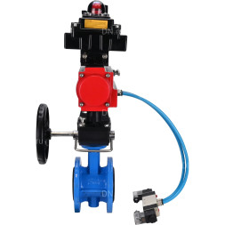 Затвор дисковый поворотный WBV1313E-2W-F-H Ду200 Ру16 фланцевый, корпус - чугун GGG40, диск - чугун GGG40, EPDM, с пневмоприводом PA-DA-140, пневмораспределителем 4V320-08 AC220V, БКВ APL-410N EX, дублером MON2-450-T28-ISO и БПВ AFC2000