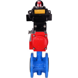 Затвор дисковый поворотный WBV1313E-2W-F-H Ду125 Ру16 фланцевый, корпус - чугун GGG40, диск - чугун GGG40, уплотнение - EPDM, с пневмоприводом PA-DA-130 и БКВ APL-410N EX