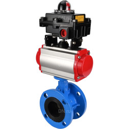 Затвор дисковый поворотный WBV1313E-2W-F-H Ду125 Ру16 фланцевый, корпус - чугун GGG40, диск - чугун GGG40, уплотнение - EPDM, с пневмоприводом PA-DA-130 и БКВ APL-410N EX