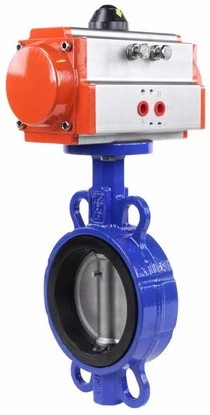 Затвор дисковый поворотный WBV1432E-2W-Fb-H Ду40 Ру16, корпус - чугун GGG50, диск - нержавеющая сталь 316L, уплотнение - EPDM, с пневмоприводом PA-SA-083 с возвратными пружинами