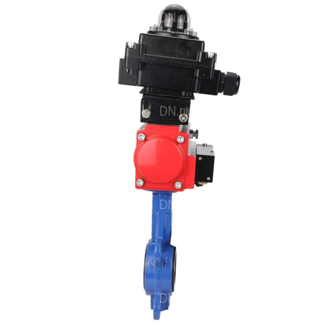 Затвор дисковый поворотный WBV1413E-2W-Fb-H Ду40 Ру16, корпус - чугун GGG50, диск - чугун GGG40, уплотнение - EPDM, с пневмоприводом PA-DA-052 двойного действия, пневмораспределителем 4M310-08 AC220V, БКВ APL-410N EX