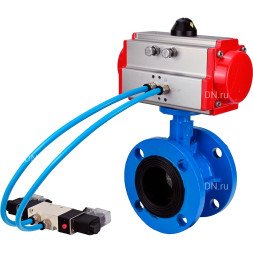 Затвор дисковый поворотный WBV1313E-2W-F-H Ду50 Ру16, корпус - чугун GGG40, диск - чугун GGG40, уплотнение - EPDM, с пневмоприводом PA-DA-105 и пневмораспределителем 4M320-10 AC220V