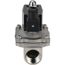 Клапан электромагнитный VS331-VT-NO-220VAC 1 1/2″ Ду40 Ру10, соленоидный двухходовой, корпус - нержавеющая сталь 304, уплотнение - Viton, резьбовой, нормально-открытый, прямого действия, катушка - 220В