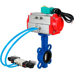 Затвор дисковый поворотный WBV1413E-2W-Fb-H Ду65 Ру16 корпус - чугун GGG50, диск - чугун GGG40, уплотнение - EPDM, с пневмоприводом PA-DA-065, пневмораспределителем 4V320-10 AC220V и магнитным переключателем ALS200D