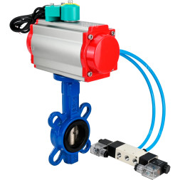 Затвор дисковый поворотный WBV1413E-2W-Fb-H Ду65 Ру16 корпус - чугун GGG50, диск - чугун GGG40, уплотнение - EPDM, с пневмоприводом PA-DA-065, пневмораспределителем 4V320-10 AC220V и магнитным переключателем ALS200D