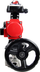 Кран шаровой BV3232P(4pc)-SP-3WL-T-ISO-H Ду20 Ру63 стандартнопроходной трехходовой L-тип, нерж. сталь SS316, внутренняя резьба, PTFE, пн.приводом PA-DA-065, пн.распределителем 4M310-08 DC24V, БКВ APL-210N и ручным дублером MON1-250-T26-ISO