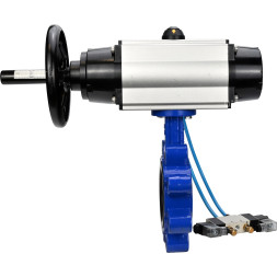 Затвор дисковый поворотный WBV1631E-2W-Fb-H Ду150 Ру16 LUG корпус - чугун QT450, диск - нержавеющая сталь 304, уплотнение - EPDM, с пневмоприводом PA-DA-105-1 и пневмораспределителем 4V320-08 AC220V