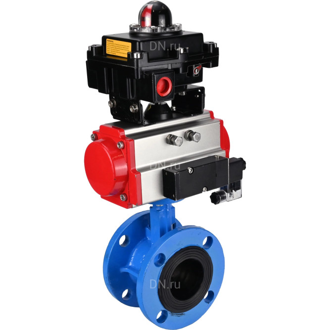 Затвор дисковый поворотный WBV1313E-2W-F-H Ду150 Ру16 фланцевый, корпус - чугун GGG40, диск - чугун GGG40, уплотнение - EPDM, с пневмоприводом PA-DA-130, пневмораспределителем 4M310-08 DC24V и БКВ APL-410N EX