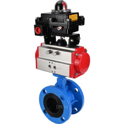 Затвор дисковый поворотный WBV1313E-2W-F-H Ду200 Ру16 фланцевый, корпус - чугун GGG40, диск - чугун GGG40, уплотнение - EPDM, с пневмоприводом PA-DA-140 и БКВ APL-410N EX