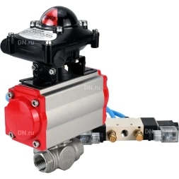 Кран шаровой BV3232P(4pc)-SP-3WL-T-ISO-H Ду65 Ру40, стандартнопроходной, четырехсоставной, корпус - нержавеющая сталь 316, уплотнение - PTFE, внутренняя резьба, с пневмоприводом PA-SA-105, пневмораспределителем 4V320-08 AC220V, БКВ APL-210N