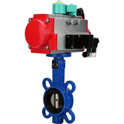 Затвор дисковый поворотный WBV1413E-2W-Fb-H Ду40 Ру16, корпус - чугун GGG50, диск - чугун GGG40, уплотнение - EPDM, с пневмоприводом PA-SA-083, пневмораспределителем 4M310-08 220В NAMUR и магнитным переключателем ALS200D